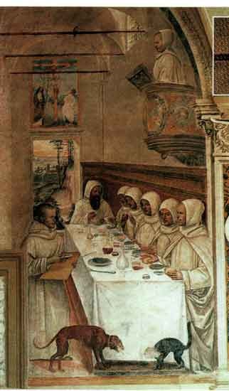 Sodoma (1477-1549), S. Benedetto a tavola con i suoi monaci. 