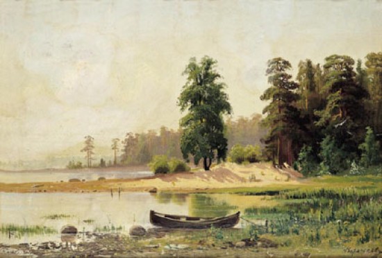 Voronkov   Aleksandr Eliseevich Pineta in riva al lago
