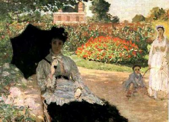 Monet Claude Camille  in giardino con Jean e la sua nurse
