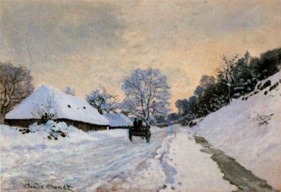 Monet Claude la strada per Honfleur coperta dalla neve