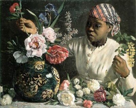 Bazille frederic  Donna  Africana con peonie