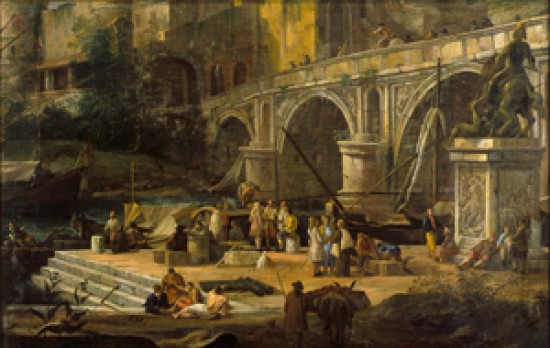 Carlevarijs Luca Veduta di un porto fluviale (1690 - 1699)