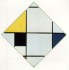 Mondrian, Piet Lozenge Composition with Yellow, Black, Blue, Red, and Gray