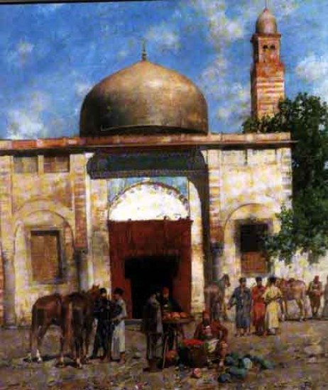 Alberto Pasini, Mercato davanti alla moschea ,olio