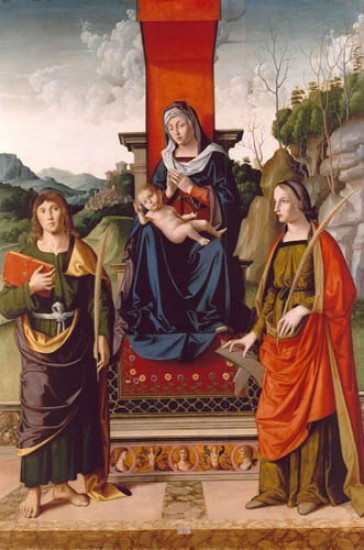 Palmezzano Marco Madonna col Bambino in trono fra i Santi Giovanni Evangelista e Caterina d'Alessandria