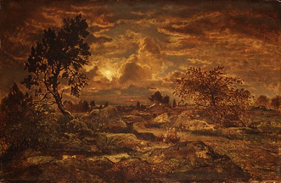 Théodore Rousseau Sunset near Arbonne,