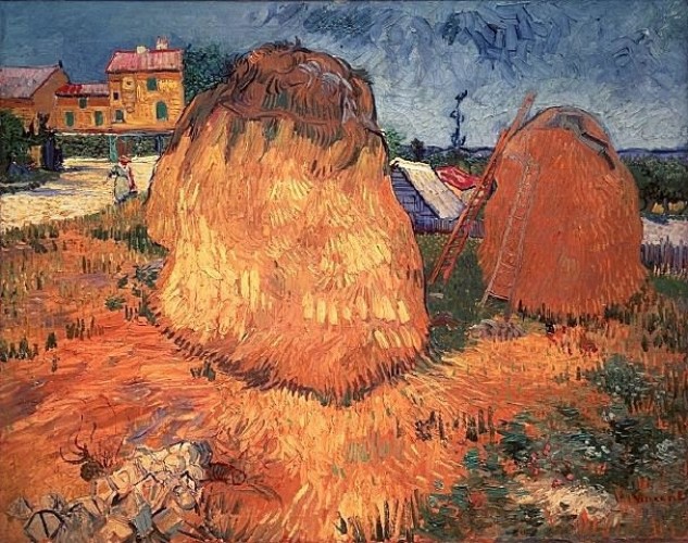 van Gogh Govoni di grano vicino ad una cascina