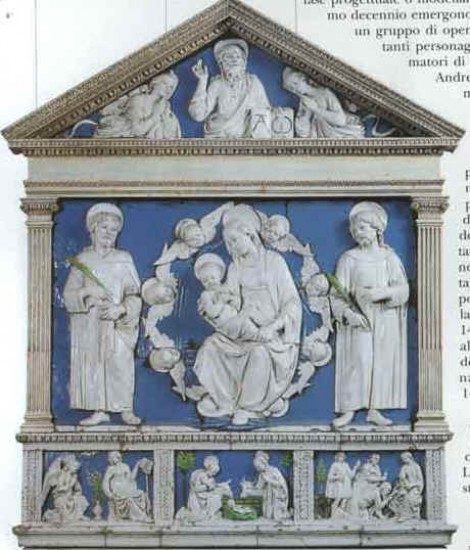 Della Robbia Andrea Madonna col bambino tra i santi Cosma e Damiano 