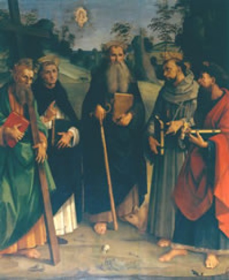 Michelangelo di Pietro,  S. Antonio Abate e quattro Santi.