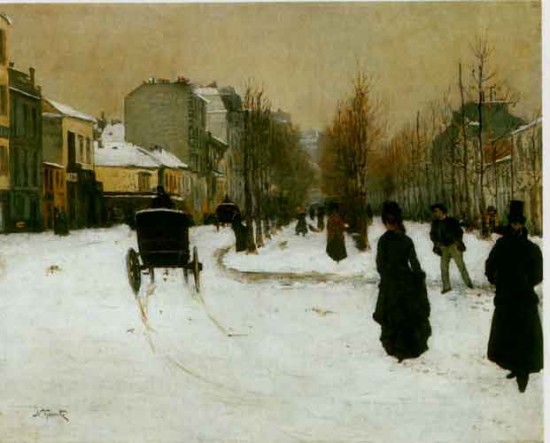 Goeneutte Norbert  Il Boulevard de Clichy coperto di neve 1876 