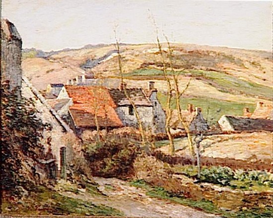 VIGNON Victor PAYSAGE A AUVERS SUR OISE.MAISONS DANS LE VALLON 