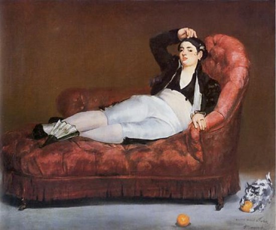 Manet Edouard giovane sdraiata in costume spagnolo.