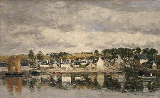 Boudin Eugene villaggio su di un fiume