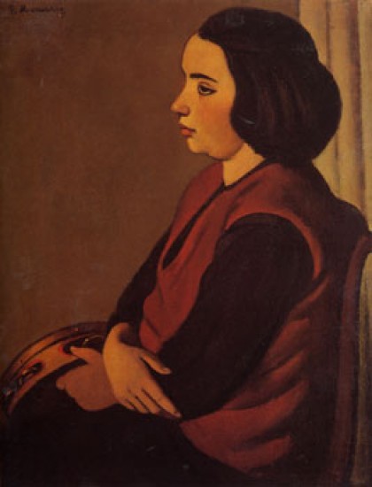 P. Marussig, Ragazza con cembalo, 1924