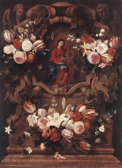 Seghers Daniel   Floral Wreath with Madonna and Child