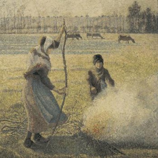 Pissarro Camille Jeune Paysanne faisant du feu. Gele blanche