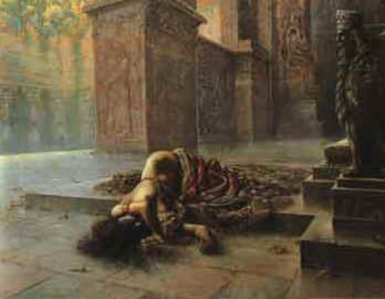 Augusto Valli - Semiramide morente sulla tomba di Nino