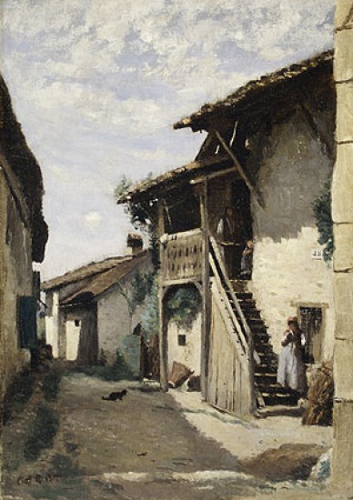 Millet Jean-Baptiste Camille  veduta di una strada