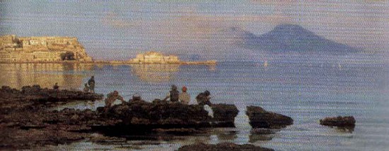 Federico Cortese, Da Mergellina, 1881, Oil on canvas, 29 x 68 cm