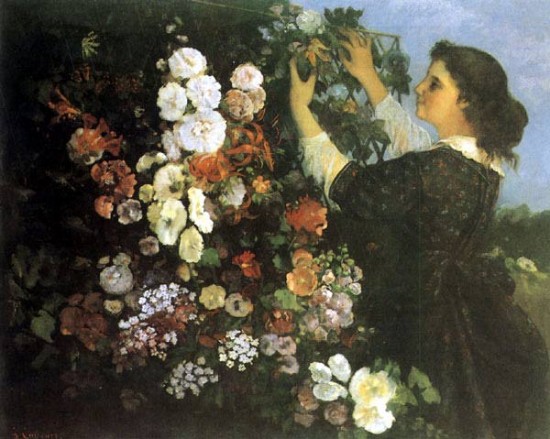 Courbet Gustavo ragazza con fiori