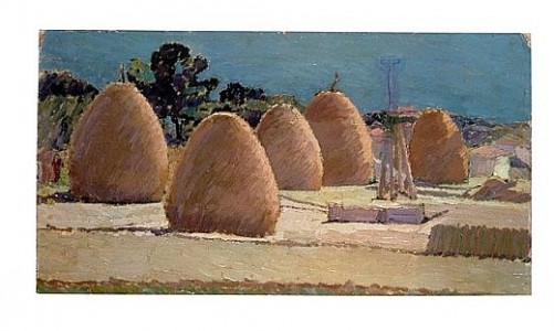 Oscar Ghiglia, Pagliai a Castiglioncello (1918), cm 25 x 48